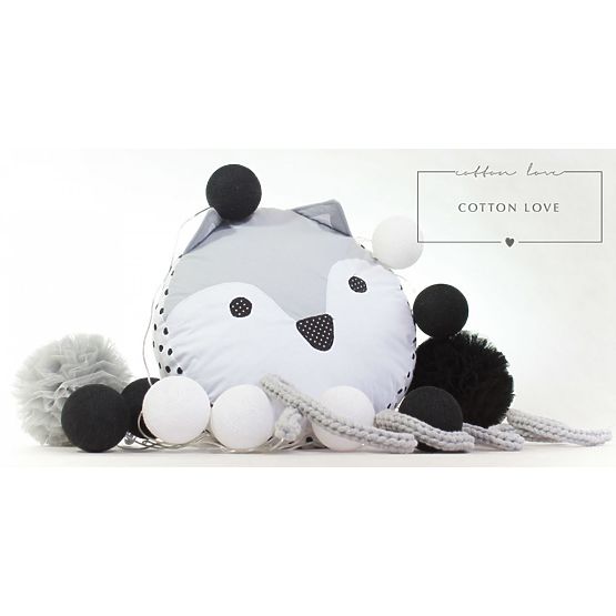 Bavlnené svietiace LED guličky Cotton Balls - čierno-biele