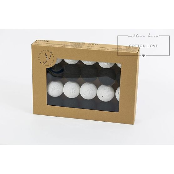 Bavlnené svietiace LED guličky Cotton Balls - čierno-biele
