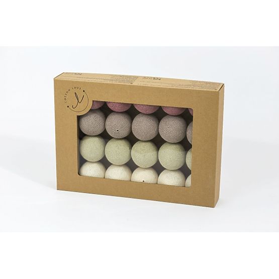 Bavlnené svietiace LED guličky Cotton Balls - latte rose