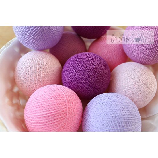 Bavlnené svietiace LED guličky Cotton Balls - light berry