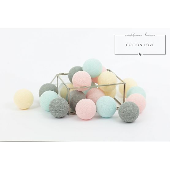 Bavlnené svietiace LED guličky Cotton Balls - púdrové