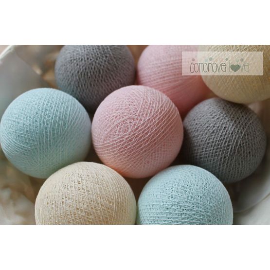 Bavlnené svietiace LED guličky Cotton Balls - púdrové