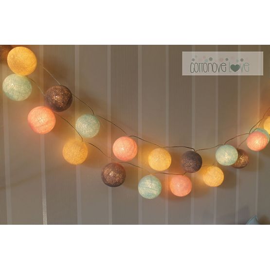 Bavlnené svietiace LED guličky Cotton Balls - púdrové
