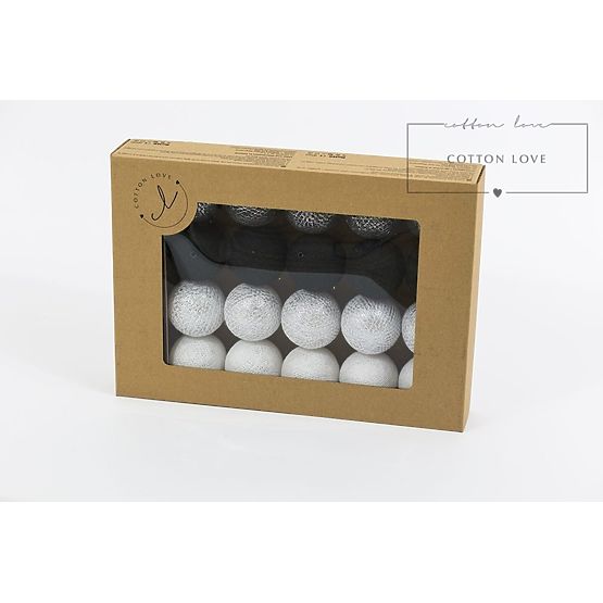 Bavlnené svietiace LED guličky Cotton Balls - strieborné