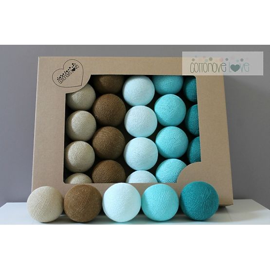 Bavlnené svietiace LED guličky Cotton Balls - tyrkysové