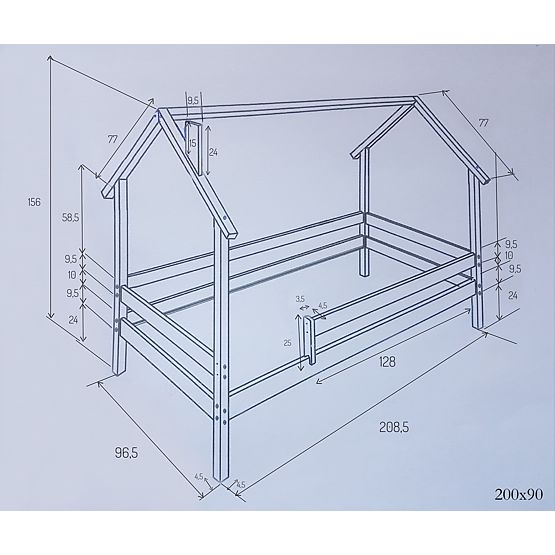 Bazar - Detská domčeková posteľ Frank SCANDI - biela-prírodná