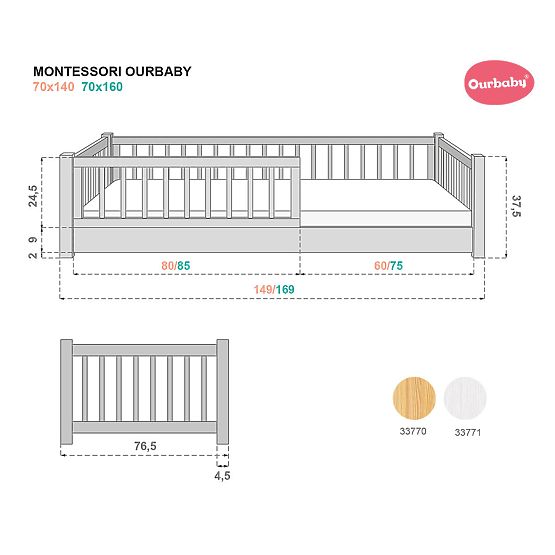 Bazar - Detská nízka posteľ Montessori Ourbaby - biela