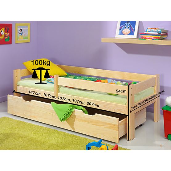 BAZAR Detská posteľ sa zábranou Buk 190x90cm - bez úložného priestoru