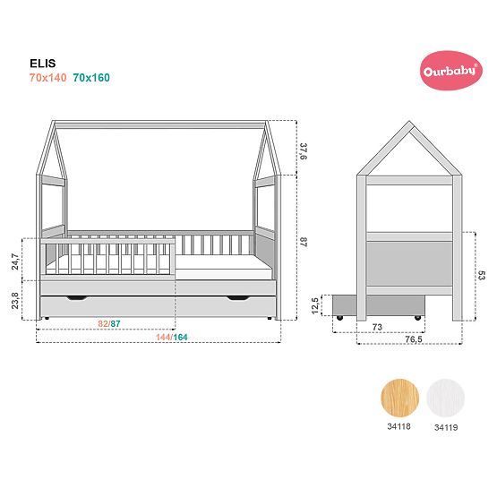 Bazar - Domčeková posteľ ELIS biela