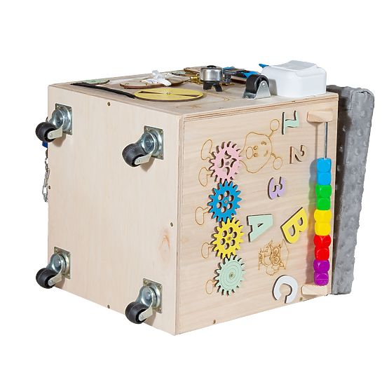 Bazar - Drevený Montessori Activity taburet - prírodný / sivý