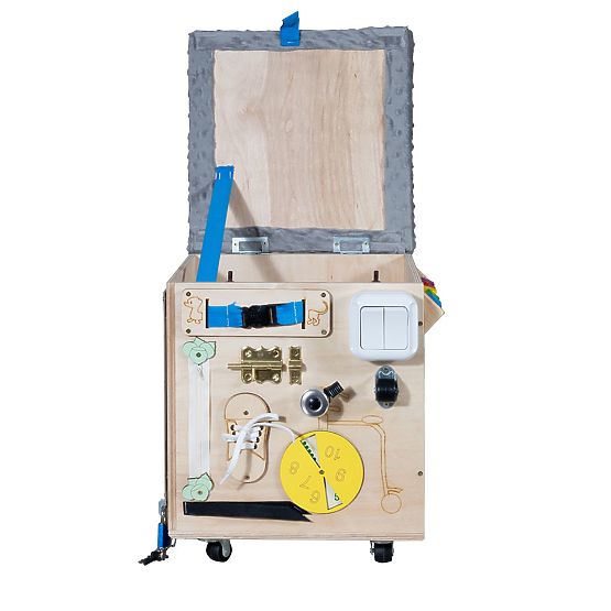 Bazar - Drevený Montessori Activity taburet - prírodný / sivý