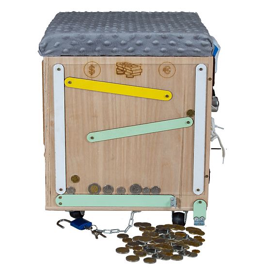 Bazar - Drevený Montessori Activity taburet - prírodný / sivý