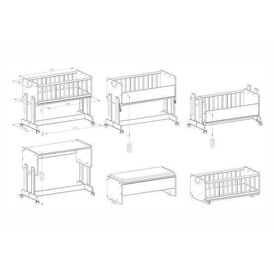 Bazar - Multifunkčná postieľka LETO 90x40 cm 6v1- SCANDI