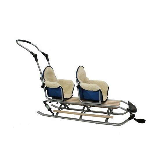 BAZAR Šedé sánky pre dvojčatá Duo Sport - béžová