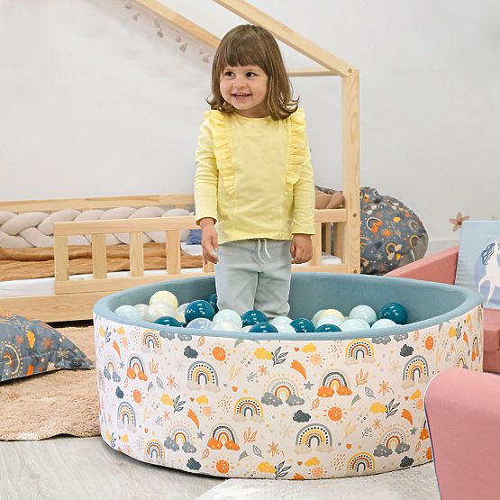 Suchý bazén s loptičkami Dúha + 200 loptičiek