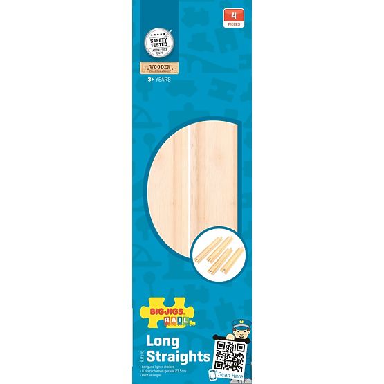 Bigjigs Rail Dlhé rovné koľaje 21 cm 4 ks