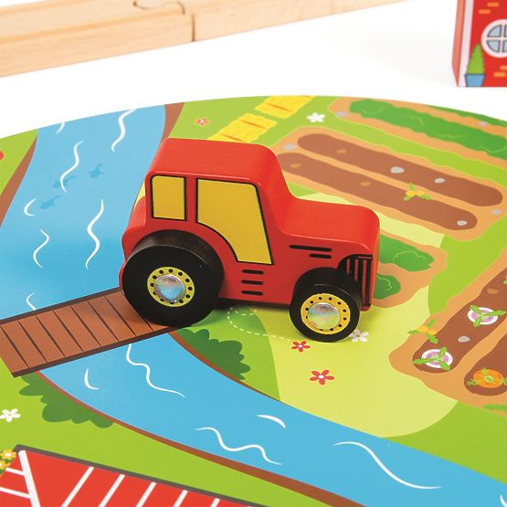 Bigjigs Rail Drevená vláčikodráha s vidieckou cestou 80 dielov