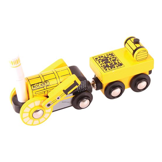 Bigjigs Rail Replika historickej lokomotívy Rocket + 2 koľaje