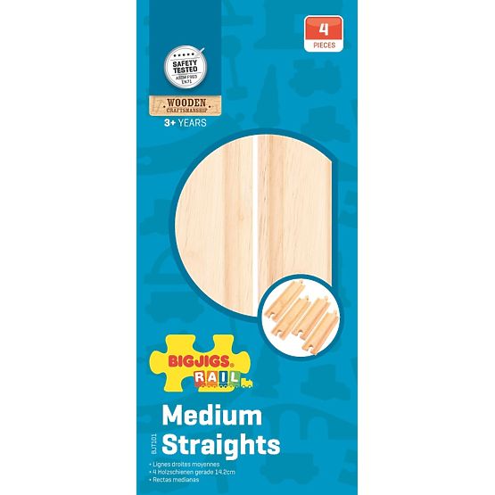 Bigjigs Rail Stredné rovné koľaje 16 cm 4 ks