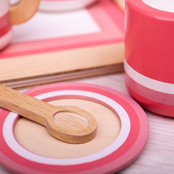 Bigjigs Toys Drevená čajová súprava ružová