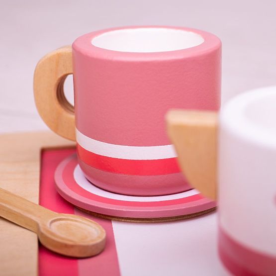 Bigjigs Toys Drevená čajová súprava ružová