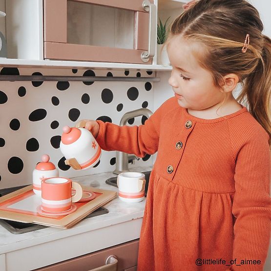 Bigjigs Toys Drevená čajová súprava ružová