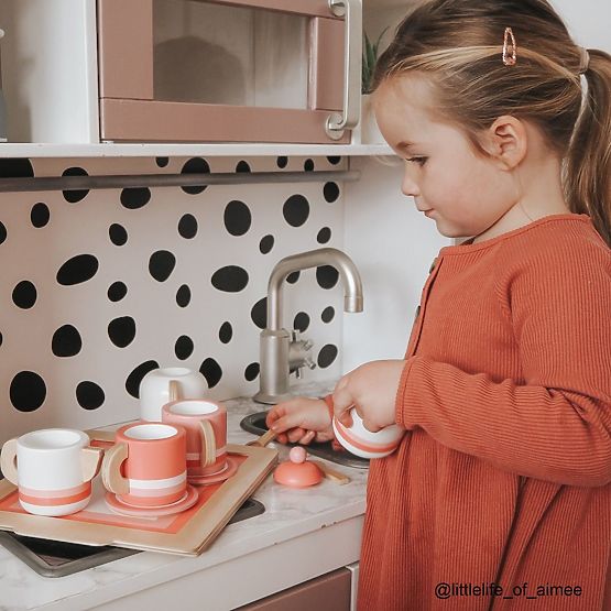Bigjigs Toys Drevená čajová súprava ružová