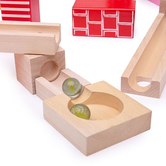 Bigjigs Toys Drevená guličková dráha farebná
