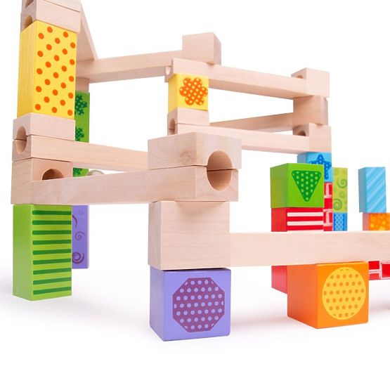 Bigjigs Toys Drevená guličková dráha farebná