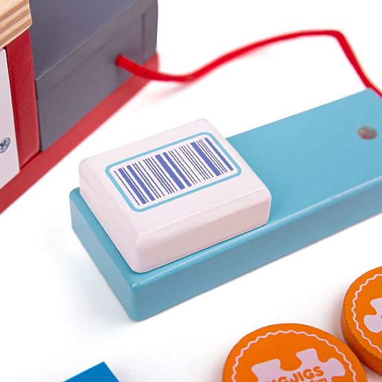 Bigjigs Toys Drevená pokladňa červená