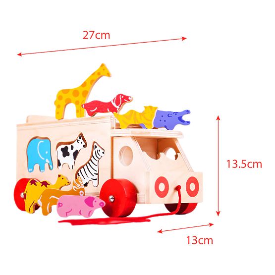 Bigjigs Toys Drevené auto so zvieratkami