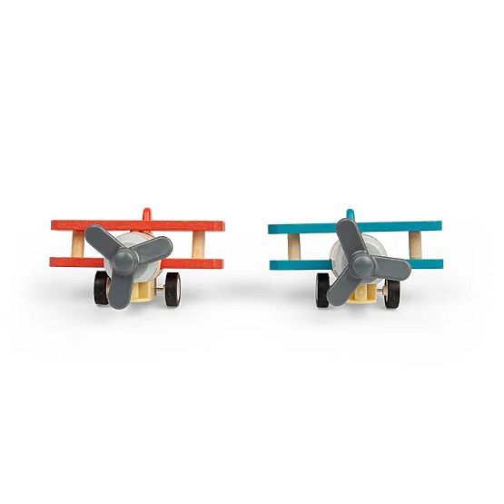 Bigjigs Toys Drevené naťahovacie lietadlo Dvojplošník 1 ks