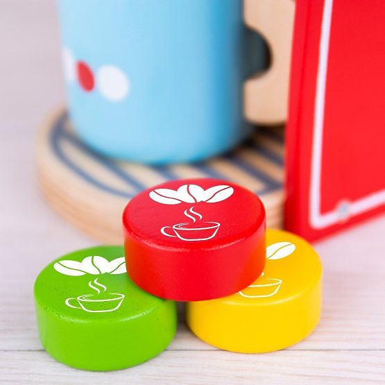 Bigjigs Toys Drevený kávovar červený