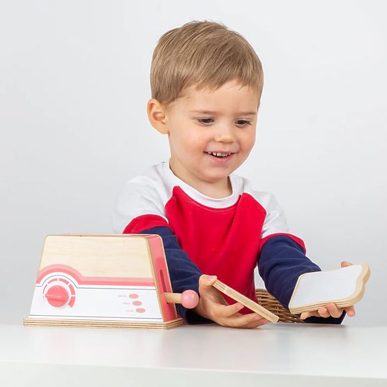Bigjigs Toys Drevený toaster ružový