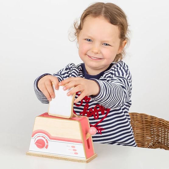 Bigjigs Toys Drevený toaster ružový