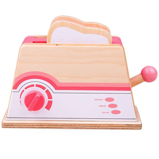 Bigjigs Toys Drevený toaster ružový - poškodený obal