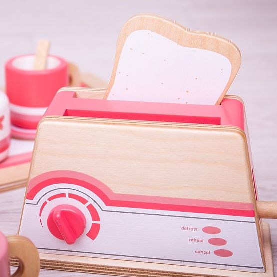 Bigjigs Toys Drevený toaster ružový - poškodený obal