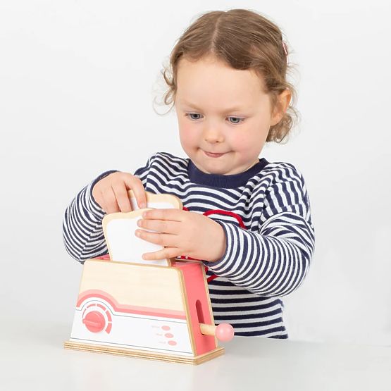 Bigjigs Toys Drevený toaster ružový - poškodený obal