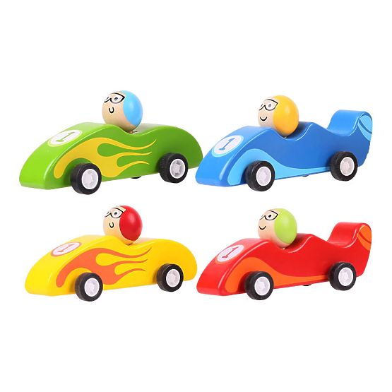 Bigjigs Toys Farebné drevené závodné auto 1 ks