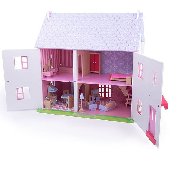 Bigjigs Toys Ružový domček pre bábiky