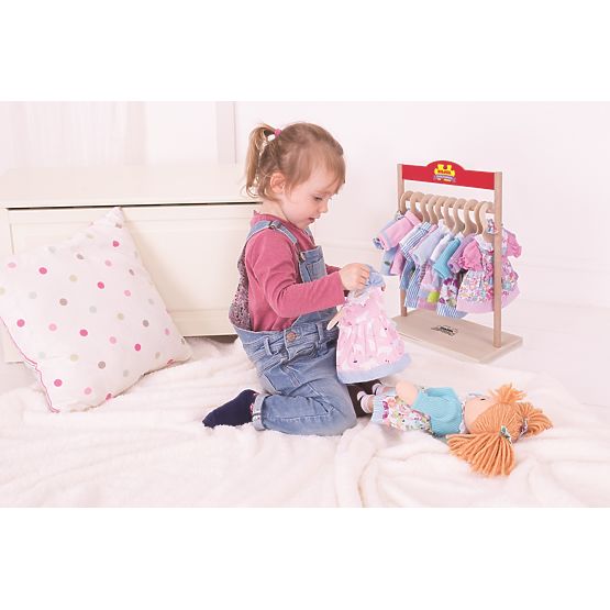 Bigjigs Toys Tyrkysové šaty so svetrom pre bábiku 38 cm