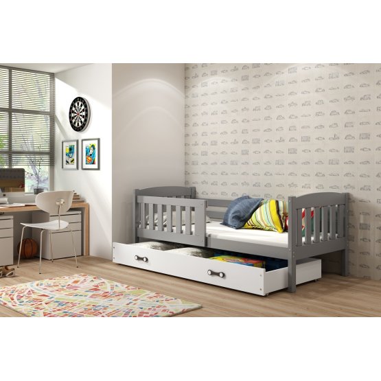 Detská posteľ EXCLUSIVE - sivá s bielym detailom
