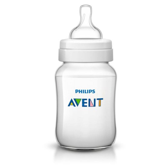 Dojčenská fľaša Avent Classic + 260 ml Transparentná