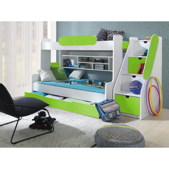 Detská poschodová posteľ Segan - zelená