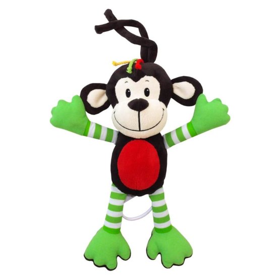 Detská plyšová hračka s hracím strojčekom Baby Mix opice zelená Hnedá