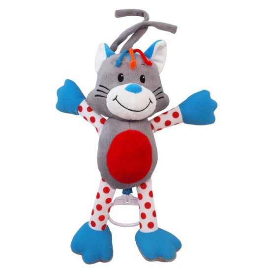 Detská plyšová hračka s hracím strojčekom Baby Mix mačka Sivá