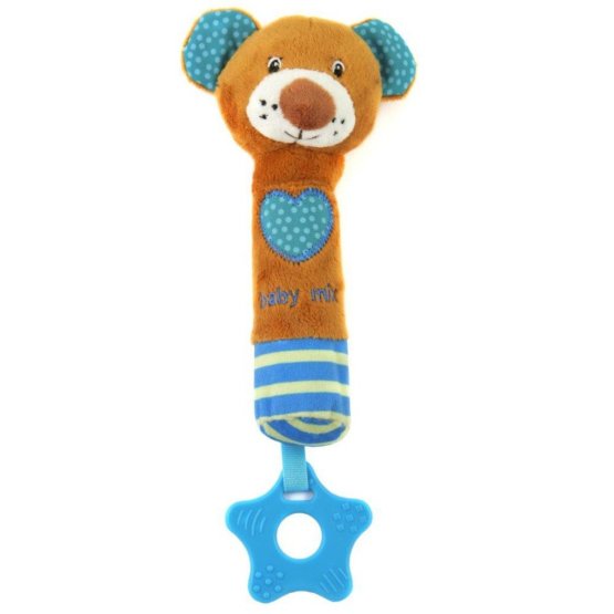 Detská pískacia plyšová hračka s hryzátkom Baby Mix medvedík modrá Podľa obrázku