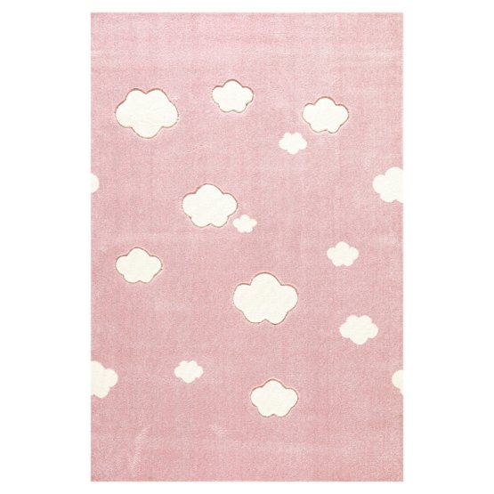 Detský koberec mráčky- ružový/biely