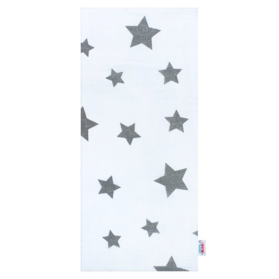 Bavlnená plienka s potlačou New Baby biela so sivými hviezdičkami