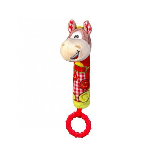 Plyšová pískací hračka s kousátkem Baby Ono koník Červená